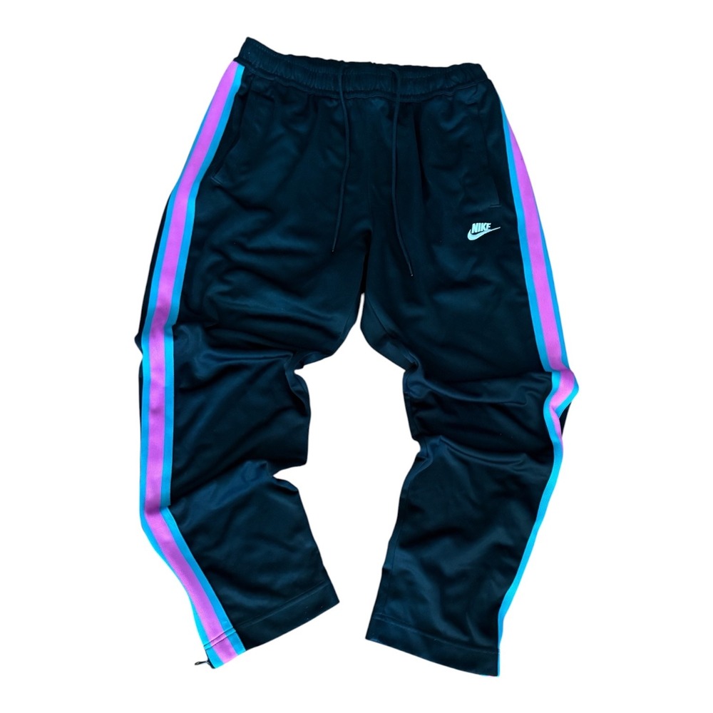 Nike Mens XL Sportswear Track Pants Black Pink Teal Stripe AR2246-010